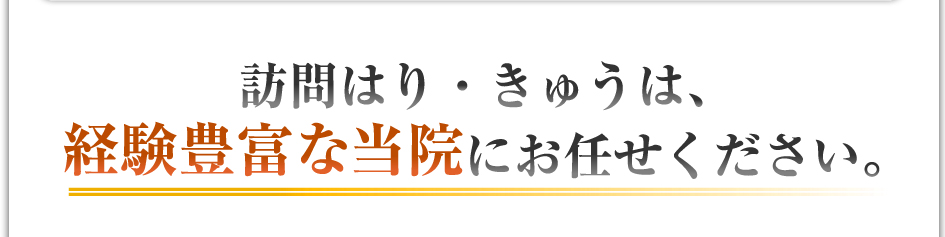 訪問はり・きゅうは、経験豊富な当院にお任せ下さい。